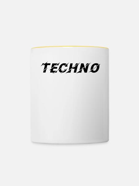 techno - Tasse zweifarbig - Weiß/Gelb