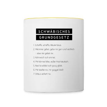 Schwäbisches Grundgesetz - Tasse zweifarbig - Weiß/Gelb - Vorne