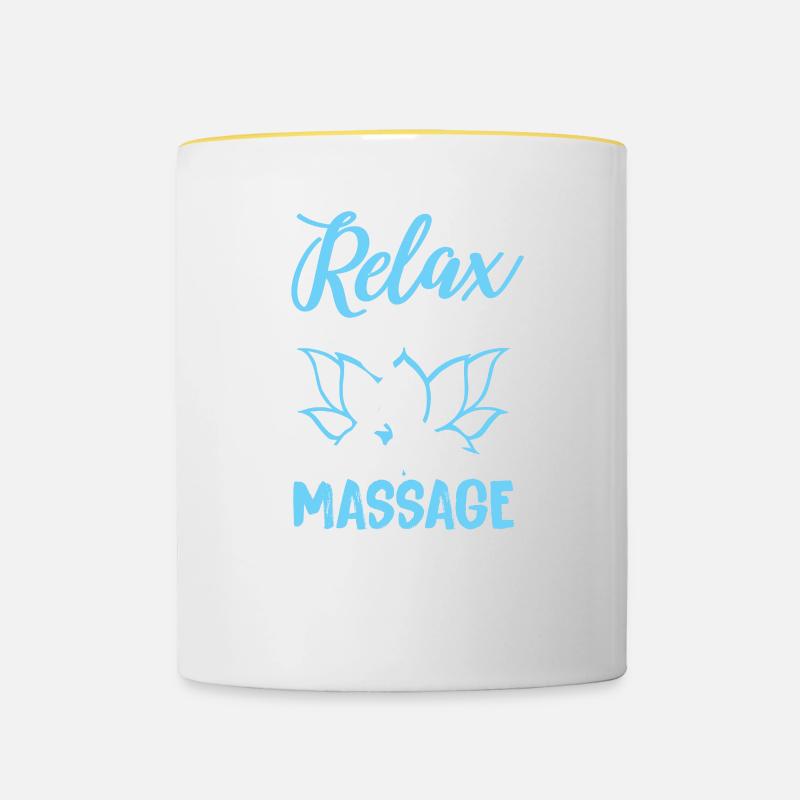 Massage Therapist Table de massage Relax Oil Gift - Mug contrasté - blanc/jaune