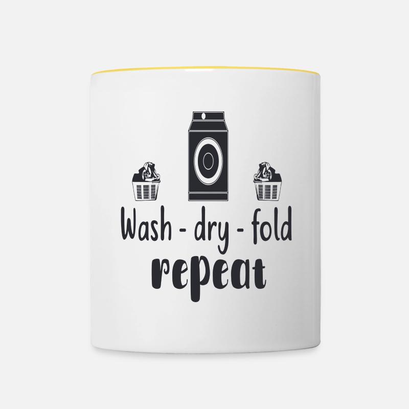 WASH, DRY, FOLD, REPEAT - Contrasting Mug - white/yellow
