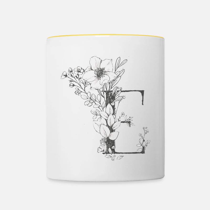 Lettre e - Mug contrasté - blanc/jaune
