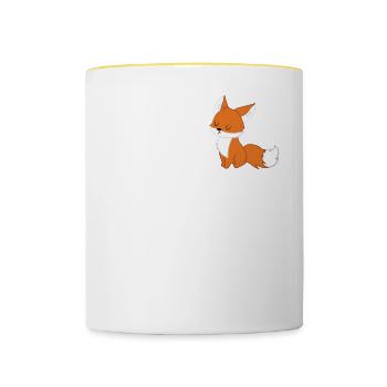 Lustiges Fuchs T-Shirt mit Sarkasmus - Tasse zweifarbig - Weiß/Gelb - Vorne