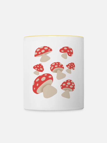 Fliegenpilze - Tasse zweifarbig - Weiß/Gelb