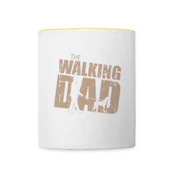 Hund Hunde Gassi The Walking Dad Geschenk - Tasse zweifarbig - Weiß/Gelb - Vorne