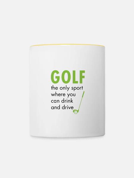 Golf golfen Golfschläger Caddy Geschenk Golfshirt - Tasse zweifarbig - Weiß/Gelb