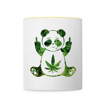 Panda stoned Weed - Tasse zweifarbig - Weiß/Gelb - Vorne