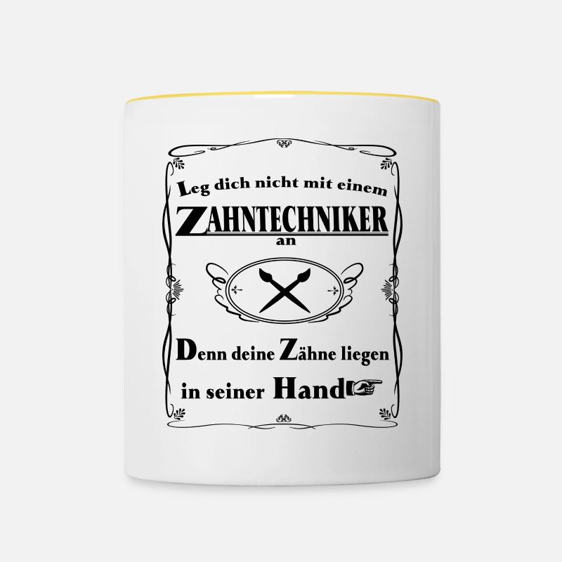 technicien dentaire - Mug contrasté - blanc/jaune