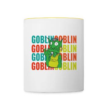 Gobelin rétro - Mug contrasté - blanc/jaune - Devant