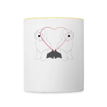 Bobtail - Dog Love - Heart - Gift - Contrasting Mug - white/yellow - Front