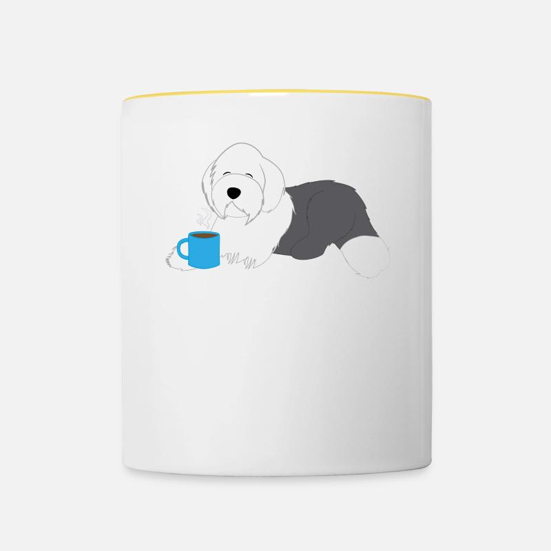 Bobtail - Muffins du matin - Café - Cadeau - Mug contrasté - blanc/jaune