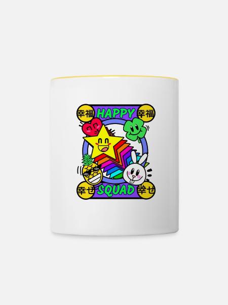 Happy Squad Star - Tasse zweifarbig - Weiß/Gelb