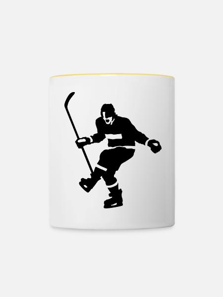 Eishockey goal - Tasse zweifarbig - Weiß/Gelb