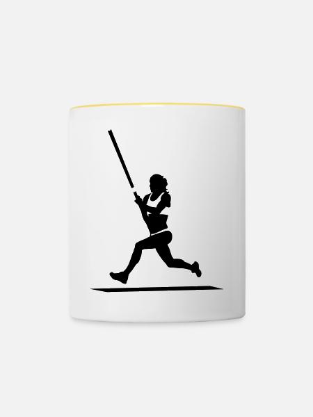 Stabhochsprung - Tasse zweifarbig - Weiß/Gelb