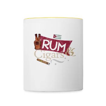 Kuba Rum Zigarre Flagge Tourist Urlaub Geschenk - Tasse zweifarbig - Weiß/Gelb - Vorne