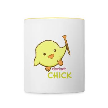 Süßes Küken Klarinetten Kinder Mädchen Geschenk - Tasse zweifarbig - Weiß/Gelb - Vorne