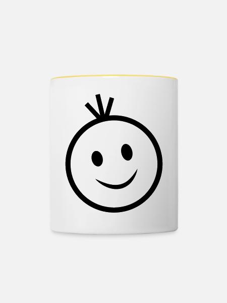 happy face - Tasse zweifarbig - Weiß/Gelb