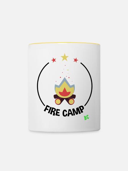 Feuer Camp - Tasse zweifarbig - Weiß/Gelb