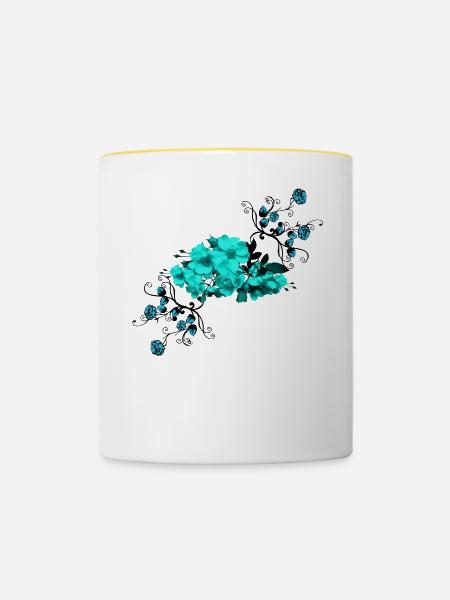 Blume,Blumen,Blütte,Pflanze,Natur,Blumenstrauß, - Tasse zweifarbig - Weiß/Gelb