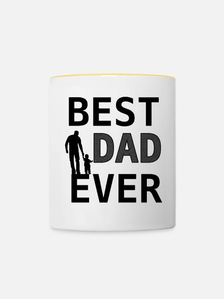 Best Dad Glitzer Design - Tasse zweifarbig - Weiß/Gelb