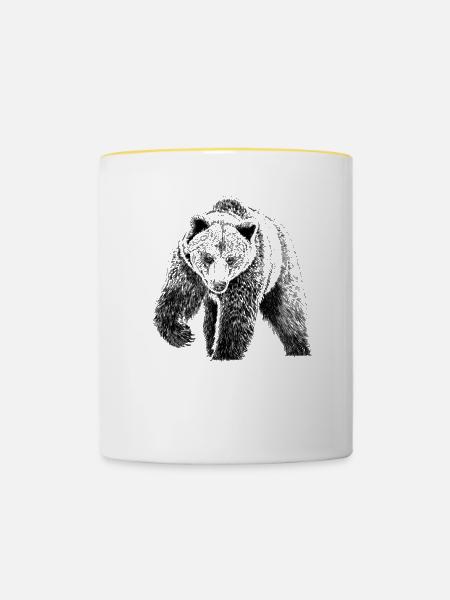 Bär - Tasse zweifarbig - Weiß/Gelb