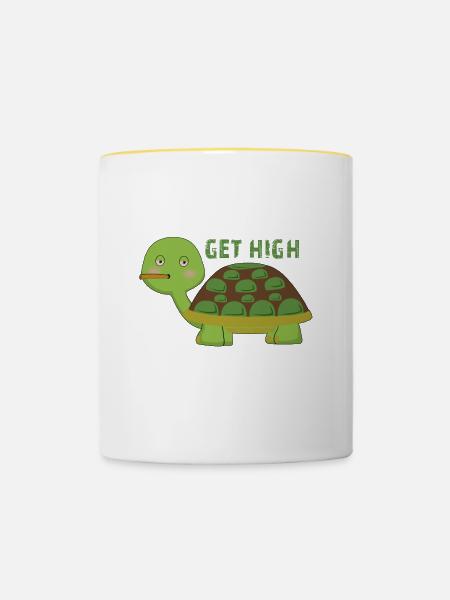 Chillkröte Kiffer Kiffen Joint Weed - Tasse zweifarbig - Weiß/Gelb
