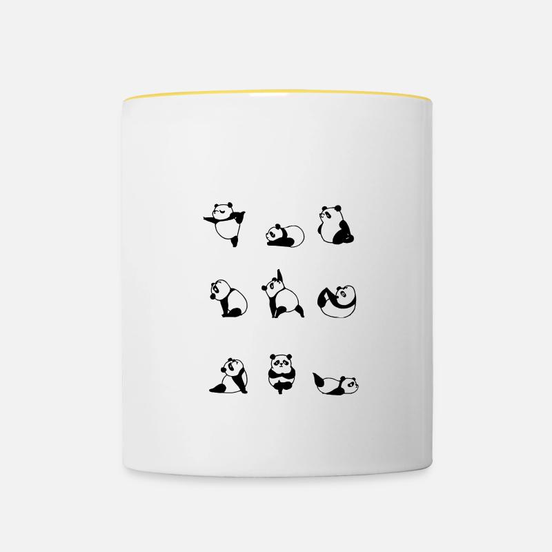 Panda yoga poses gift - Contrasting Mug - white/yellow