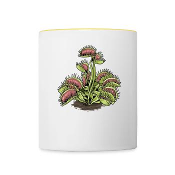 Plante carnivore Vénus Piège à mouches - Mug contrasté - blanc/jaune - Devant