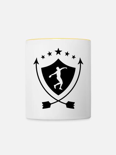 Speerwurf / Diskuswurf / Kugelstoßen / Hammerwurf - Tasse zweifarbig - Weiß/Gelb