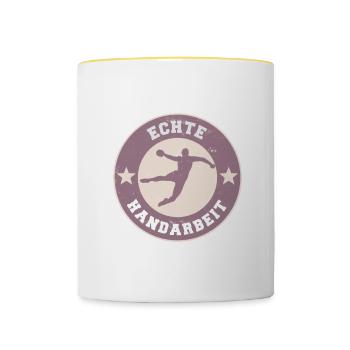 Handball Lustig Symbol Abzeichen Vintage Geschenk - Tasse zweifarbig - Weiß/Gelb - Vorne