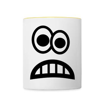 Angst Emoji - Tasse zweifarbig - Weiß/Gelb - Vorne