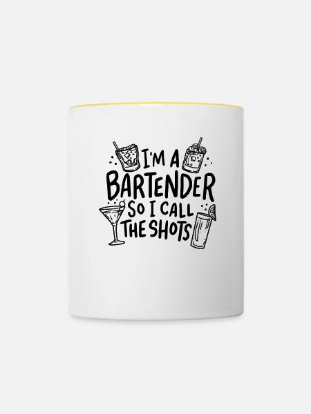 Barkeeper Kellner Drinks - Tasse zweifarbig - Weiß/Gelb