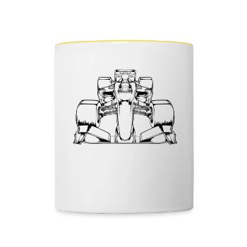 Voiture de course formule de course voiture de course 1 un - Mug contrasté - blanc/jaune - Devant