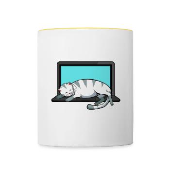 I'm A Purrgrammer - programmeur chat sur clavier - Mug contrasté - blanc/jaune - Devant