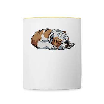 Nope Bulldog anglais Bulldog Dog Lover G - Mug contrasté - blanc/jaune - Devant