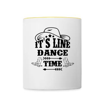 Linedance Time Country Western music dancing motif - Contrasting Mug - white/yellow - Front