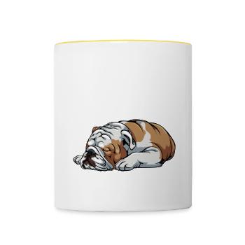 Funny English Bulldog Gift Apparel Bulldog Mom Lif - Tasse zweifarbig - Weiß/Gelb - Vorne