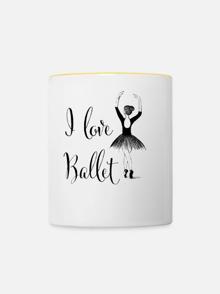 Ballerina "I love ballet" - Tasse zweifarbig - Weiß/Gelb