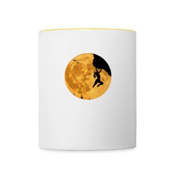 Mountaineering Free Climbing Climbing Moon Bouldering - Contrasting Mug - white/yellow - Front