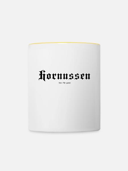 Hornussen - Tasse zweifarbig - Weiß/Gelb