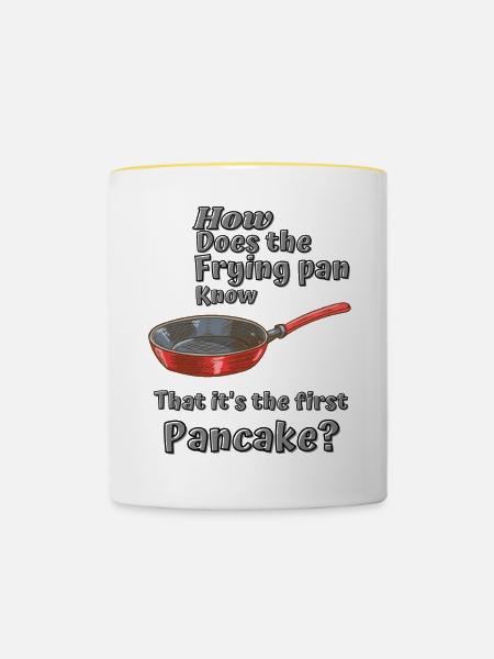 Der erste Pfannkuchen - Tasse zweifarbig - Weiß/Gelb