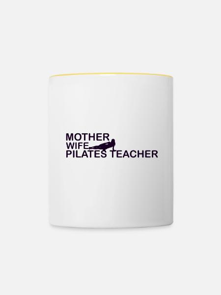Pilates Mutter / Pilates Lehrer - Tasse zweifarbig - Weiß/Gelb