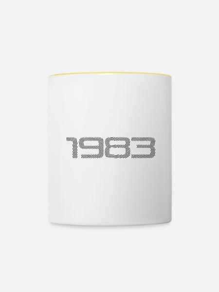 1983 Geboren - Tasse zweifarbig - Weiß/Gelb