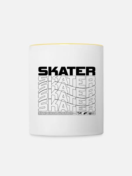 Skater - Tasse zweifarbig - Weiß/Gelb