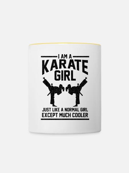 Karate Mädchen Geschenk - Tasse zweifarbig - Weiß/Gelb