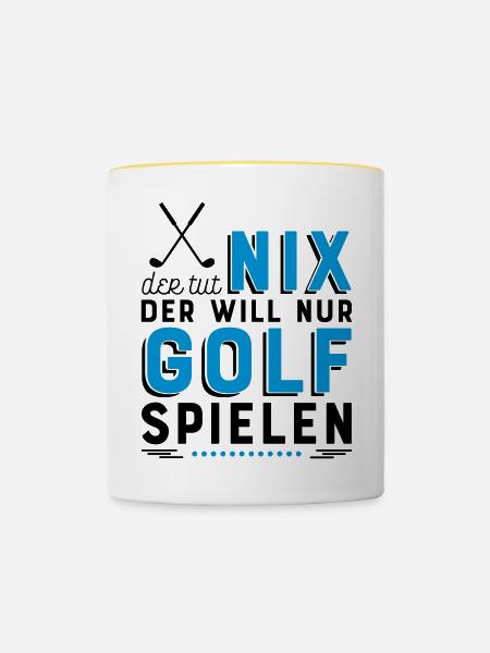 Golf spielen - Tasse zweifarbig - Weiß/Gelb