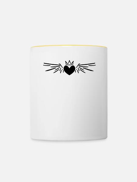 Herz Engel Engelsflügel - Tasse zweifarbig - Weiß/Gelb