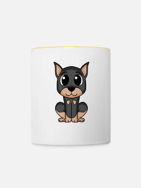 Doberman Pinscher - Tasse zweifarbig - Weiß/Gelb