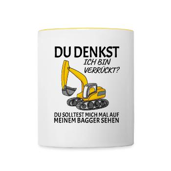Baggerfahrer Bagger - Tasse zweifarbig - Weiß/Gelb - Vorne