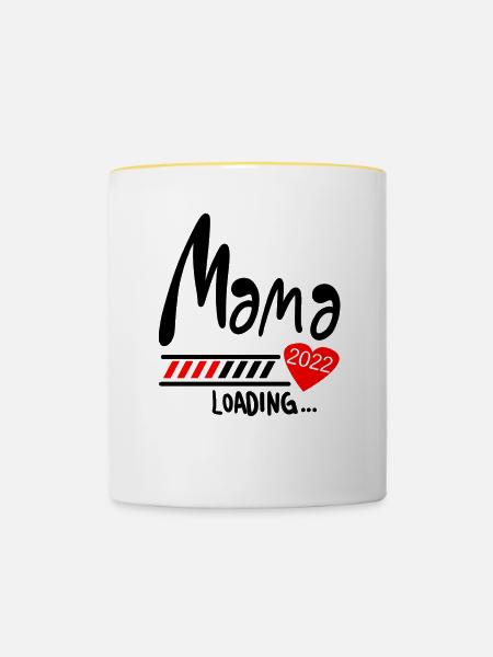 Mama Loading 2022 - Tasse zweifarbig - Weiß/Gelb