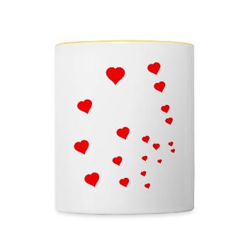 Doves of Peace Hearts World Peace Peace Movement - Contrasting Mug - white/yellow - Front